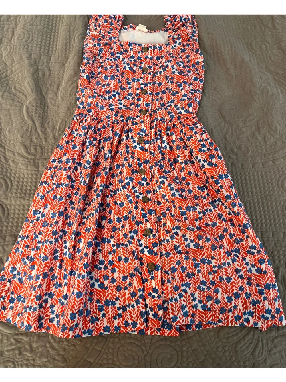 Crewcuts Girls Floral Print Casual Dress in Red, Blue, White